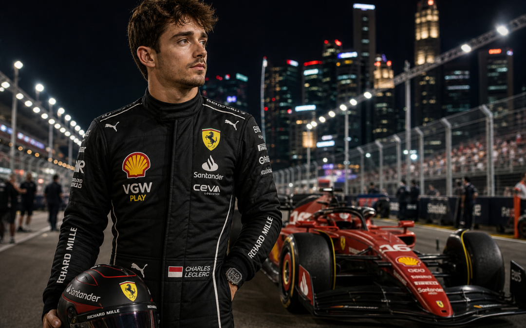 Charles Leclerc Gets a Black Ferrari Race Suit for the Singapore Grand Prix