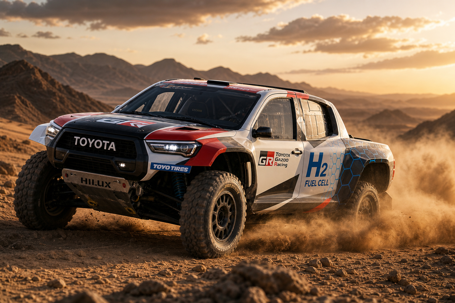 Hydrogen hilux will tackle dakar 2027 on nothing but water