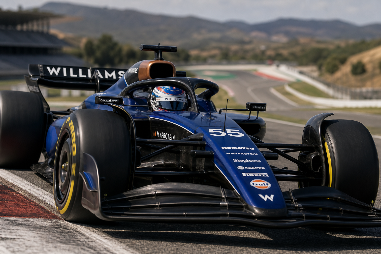 Jamie chadwick drives williams fw47 in formula 1 test at portimao