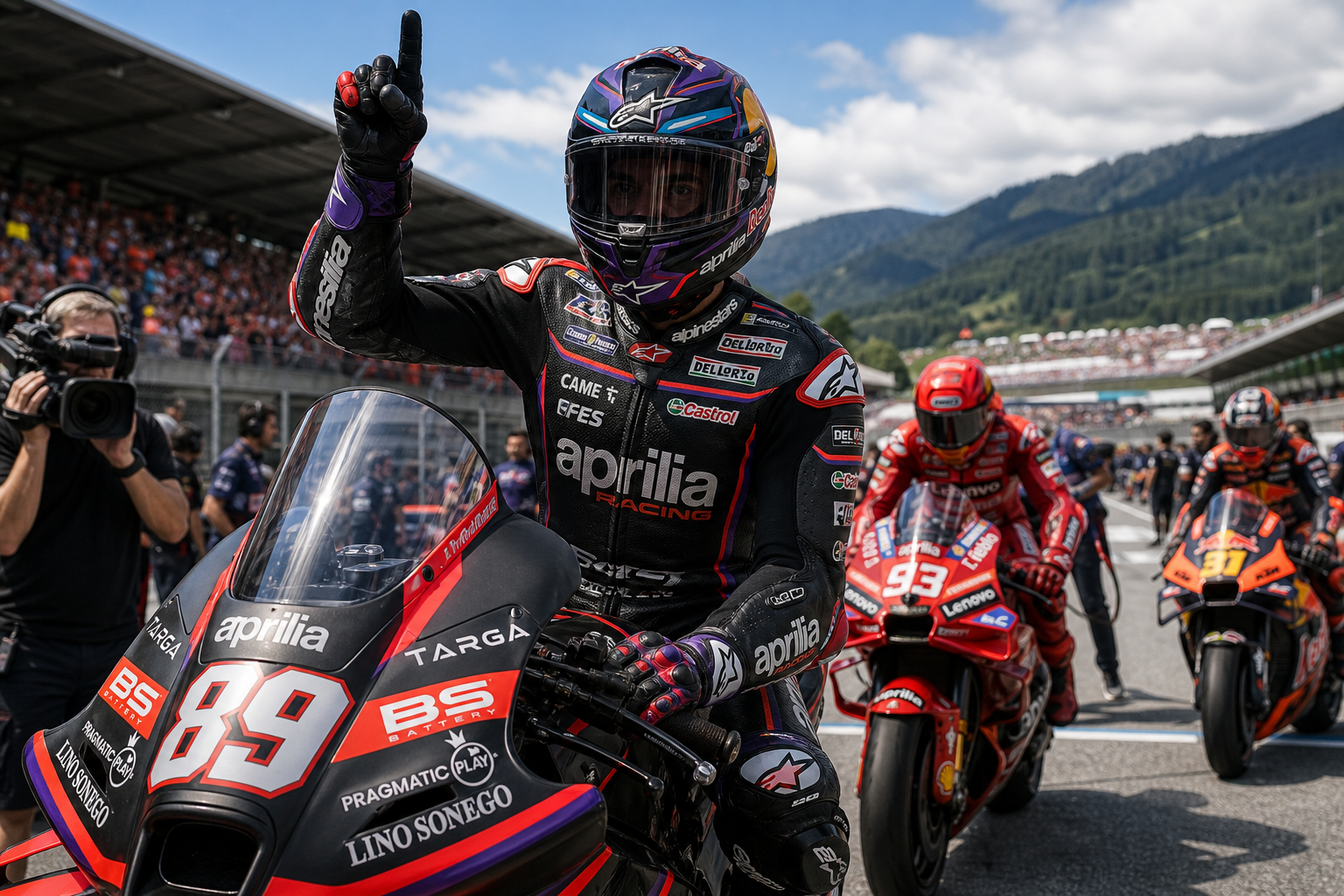 Jorge martin puts aprilia on pole for a tense motogp austrian grand prix