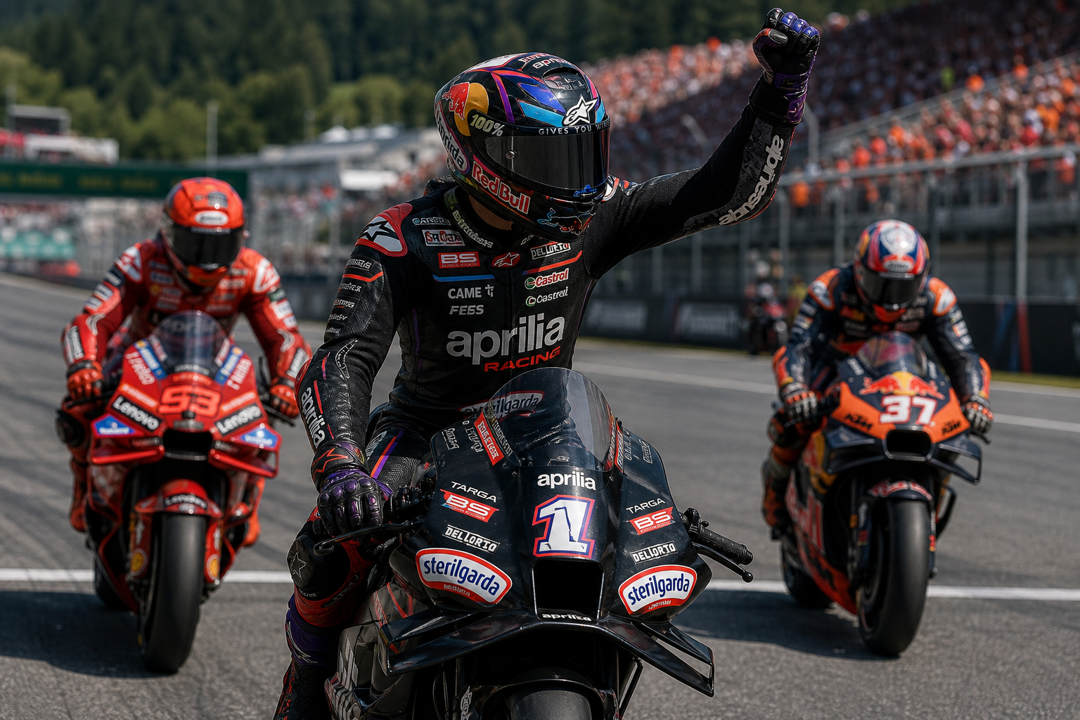 Jorge martin puts aprilia on pole for a tense motogp austrian grand prix