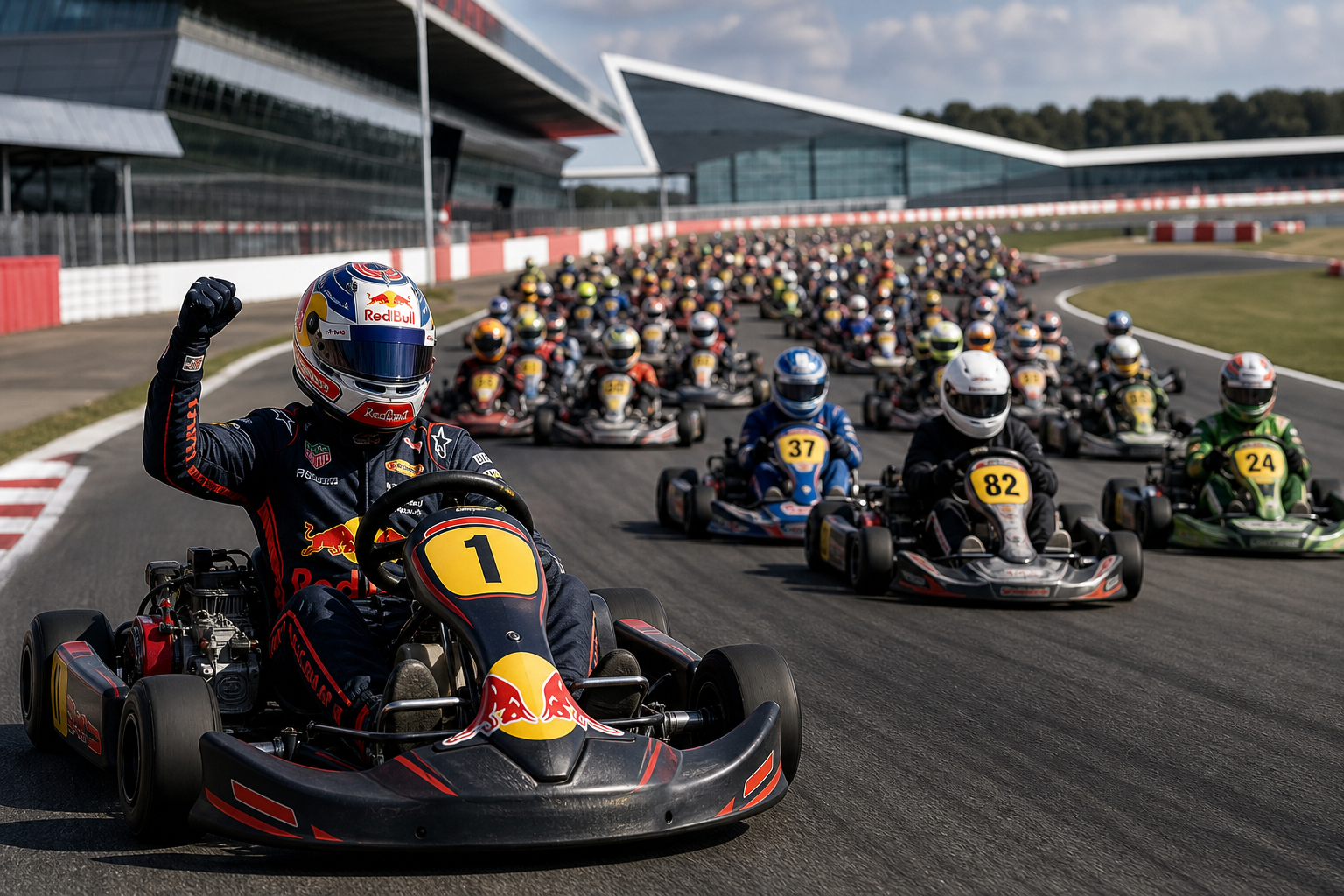 Max verstappen takes just 14 laps to overtake 100 amateur karters in manic event
