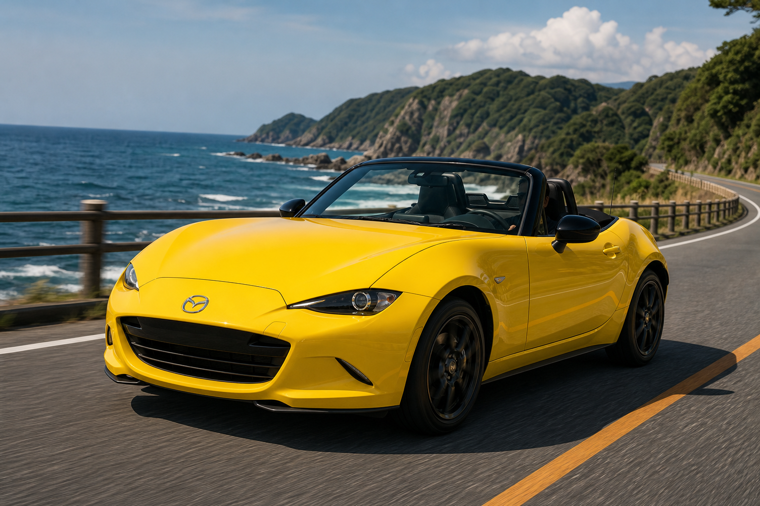 Mazda brings a bright yellow miata roadster to japan in limited numbers