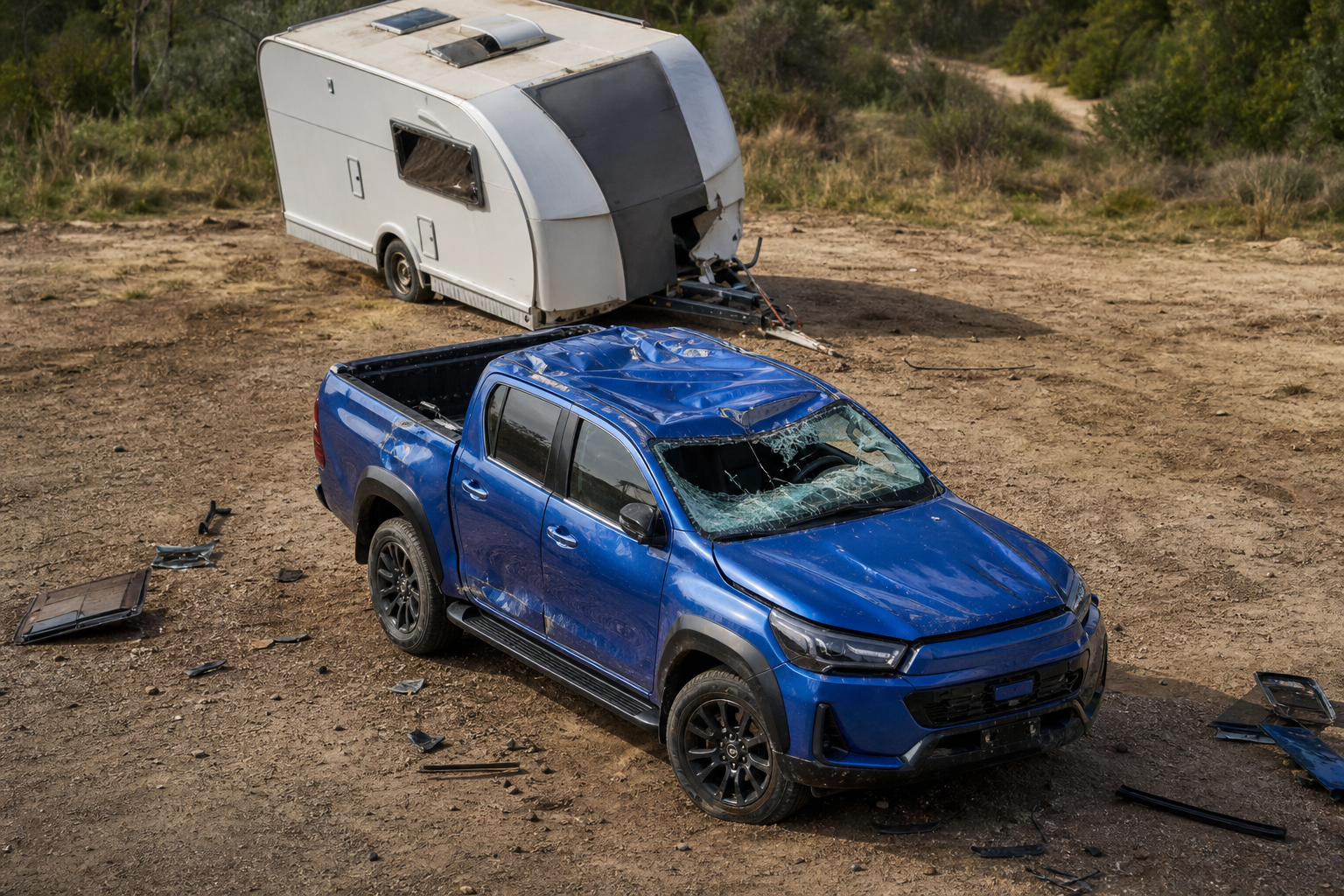 Toyota hilux bev survives a 760 kilogram caravan drop