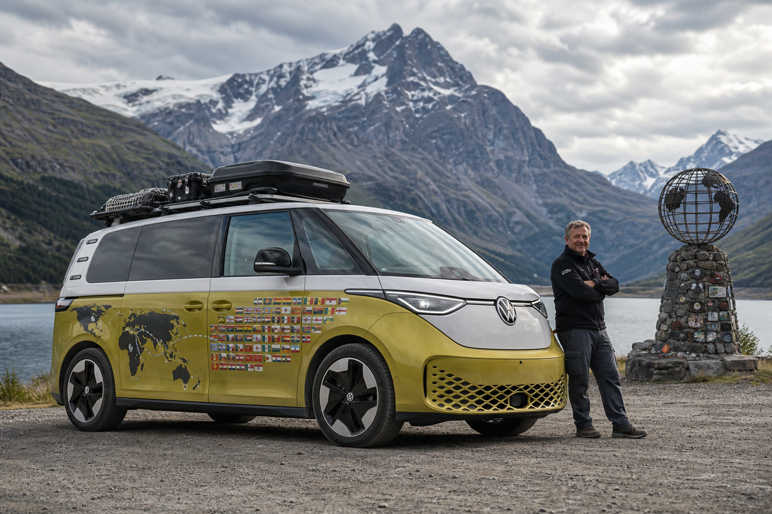 Volkswagen id buzz sets world record after 92 country 99 767 kilometer journey