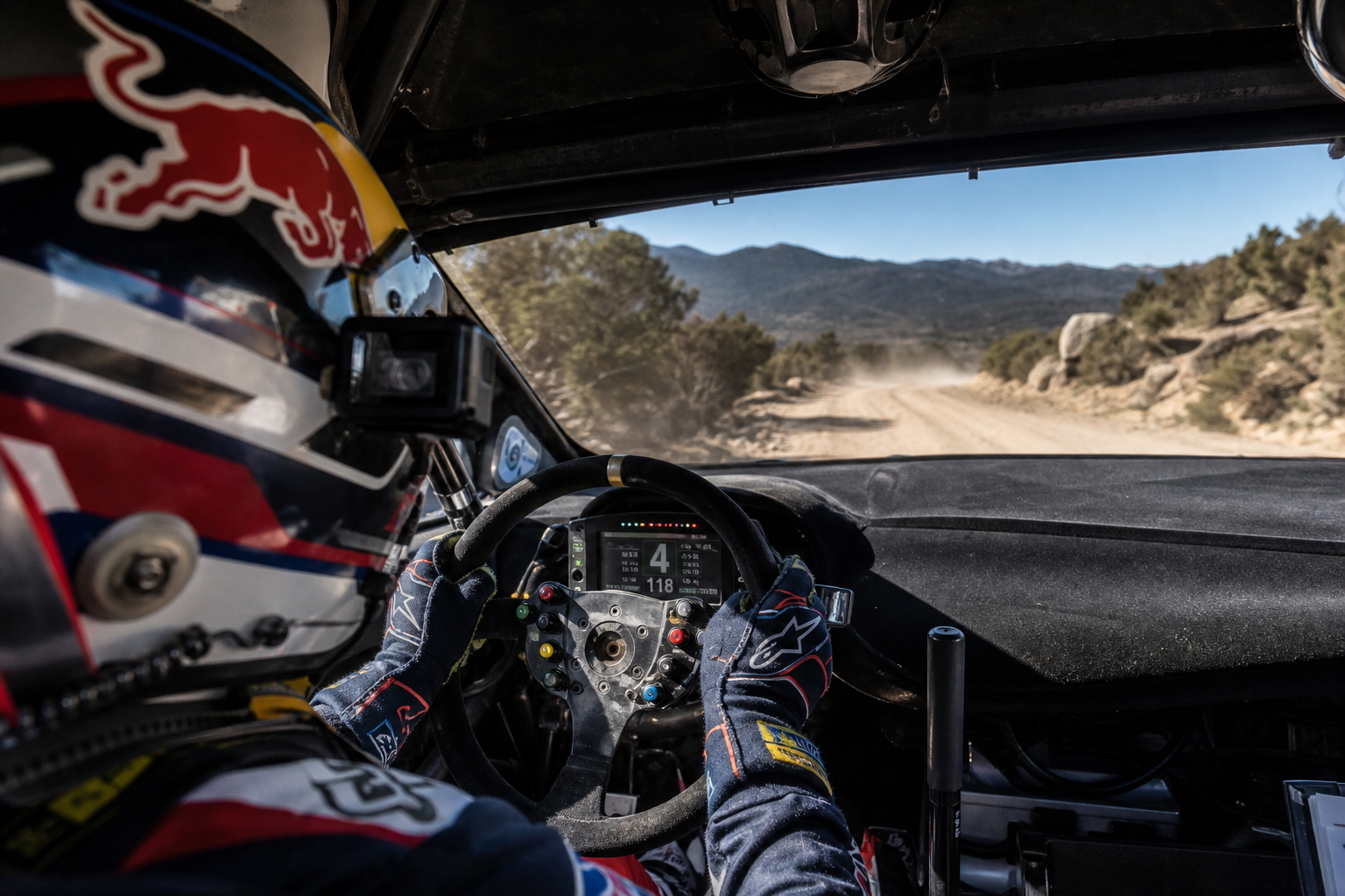 World rally championship to trial formula 1 style helmet camera at rally sardinia