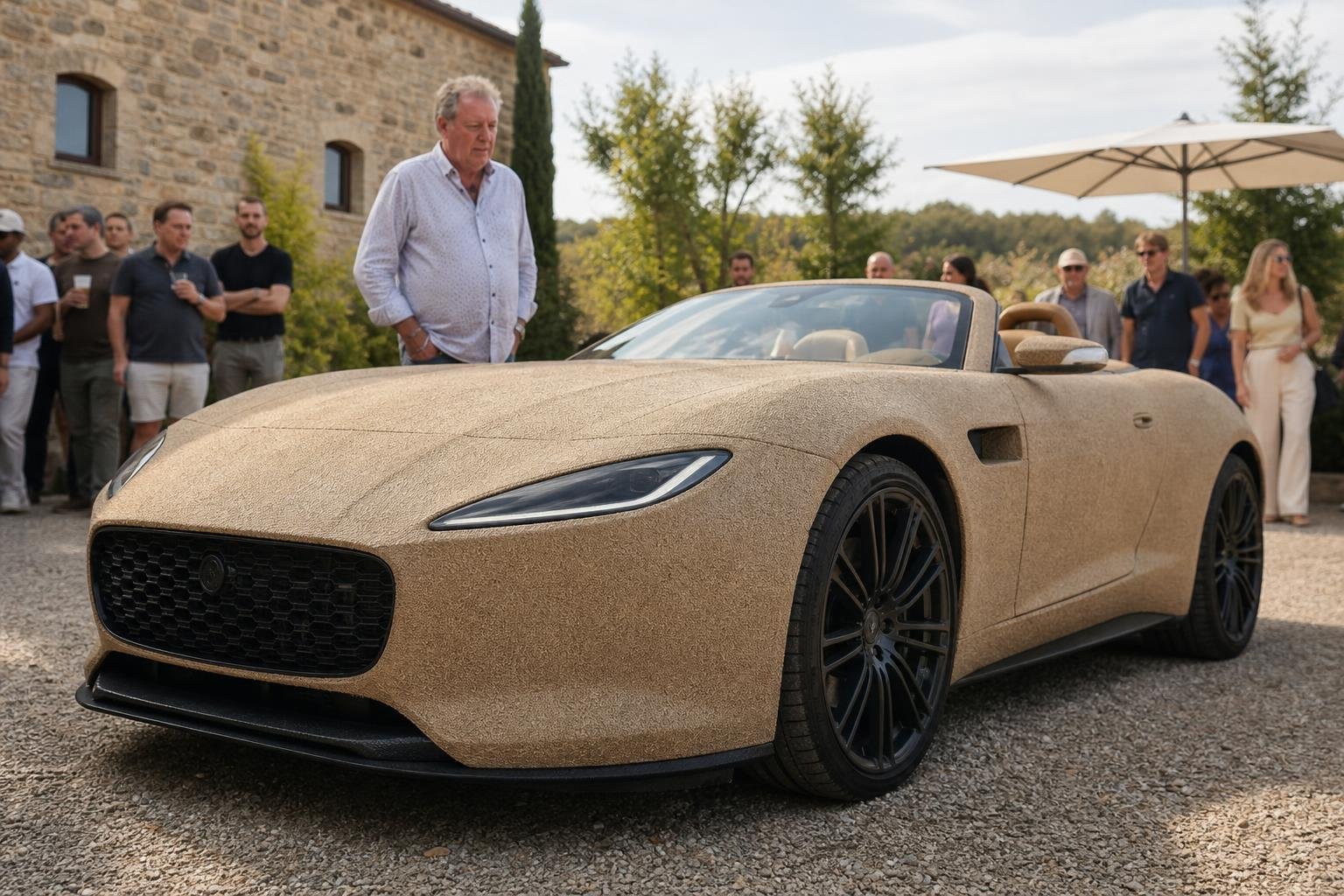 Jeremy-Clarksons-Flax-Bodied-Jaguar-F-Type-Makes-Public-Debut Jeremy Clarksons Flax Bodied Jaguar F Type Makes Public Debut