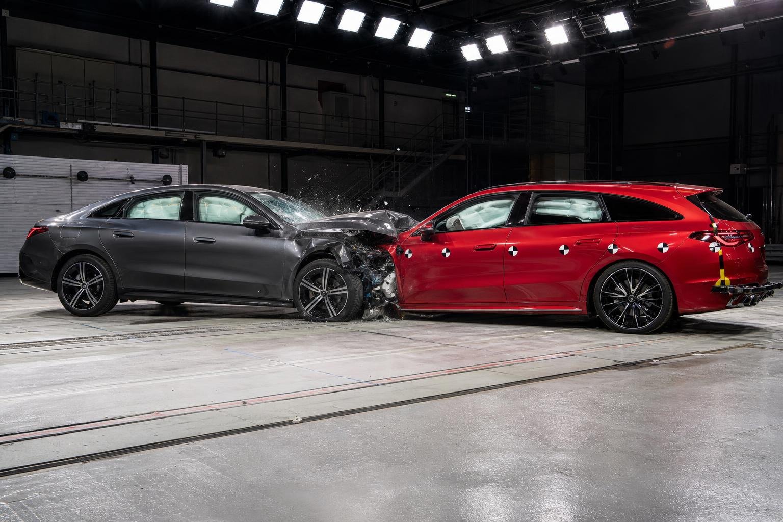 Mercedes Uses Moving CLA Models in EV Safety Crash Test