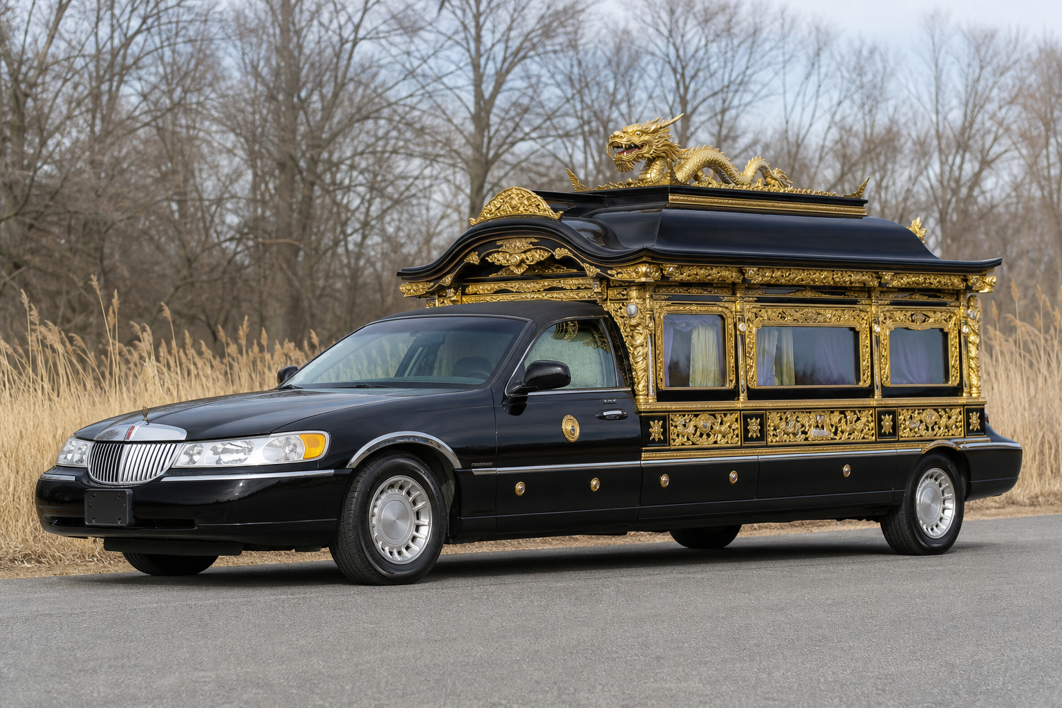 gold-dragon-topped-lincoln-town-car-hearse-heads-to-auction Gold dragon topped lincoln town car hearse heads to auction